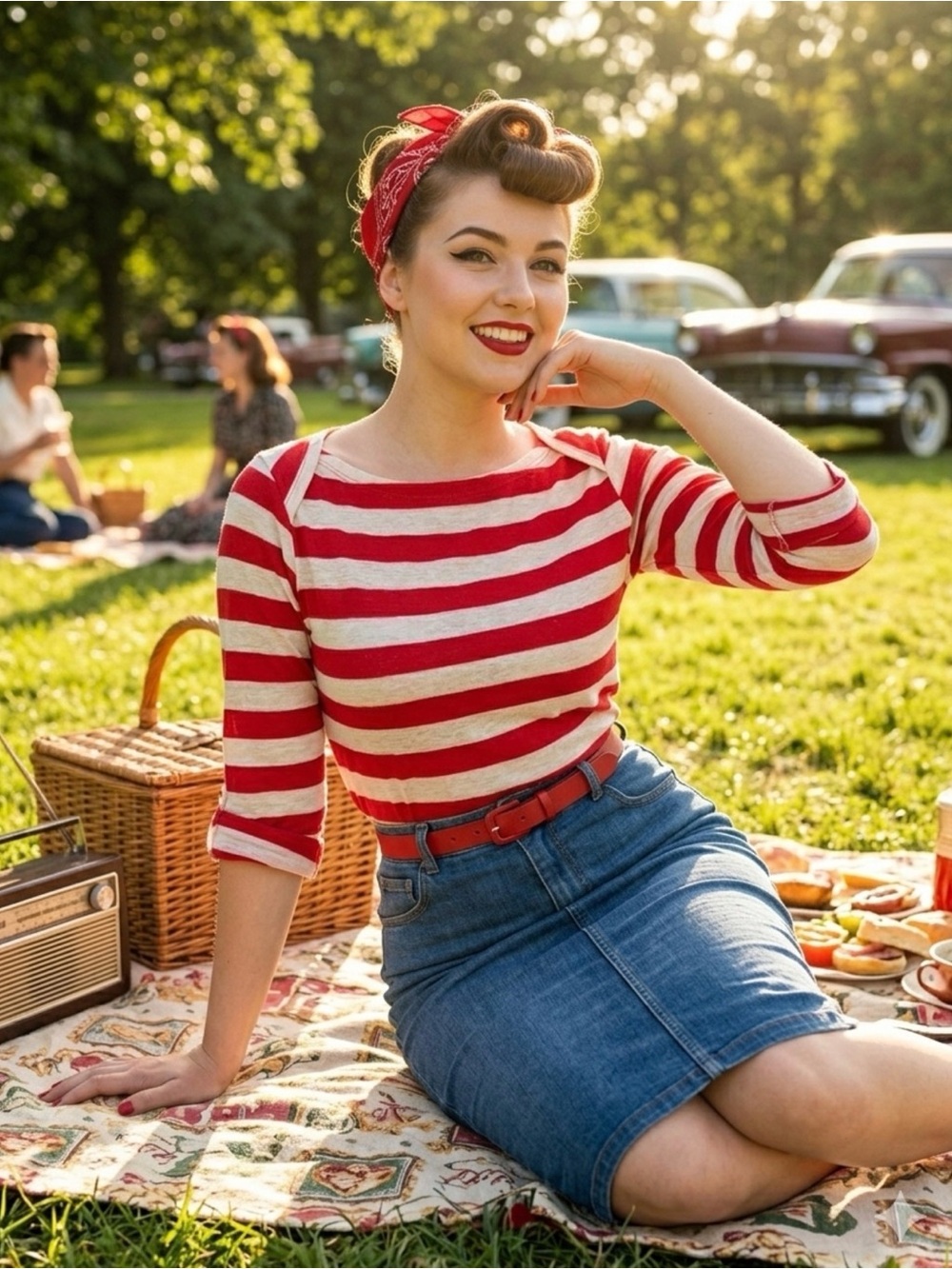 ✨ RETRO VINTAGE GRAIL! Nudee Dudee Striped Boat Neck Top SM 50’s Pin Up French✨